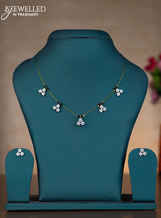 Invisible chain with cz stones in gold finish