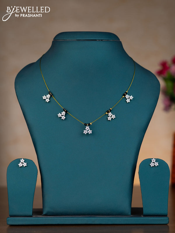 Invisible chain with cz stones in gold finish