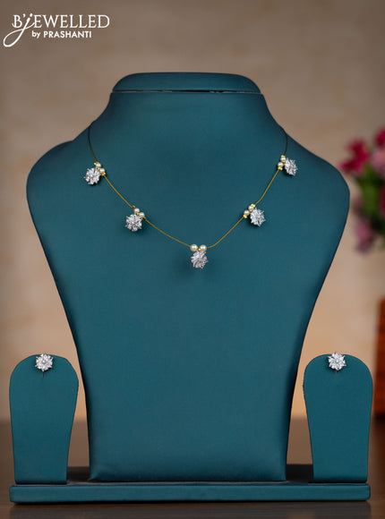 Invisible chain with cz stones in gold finish