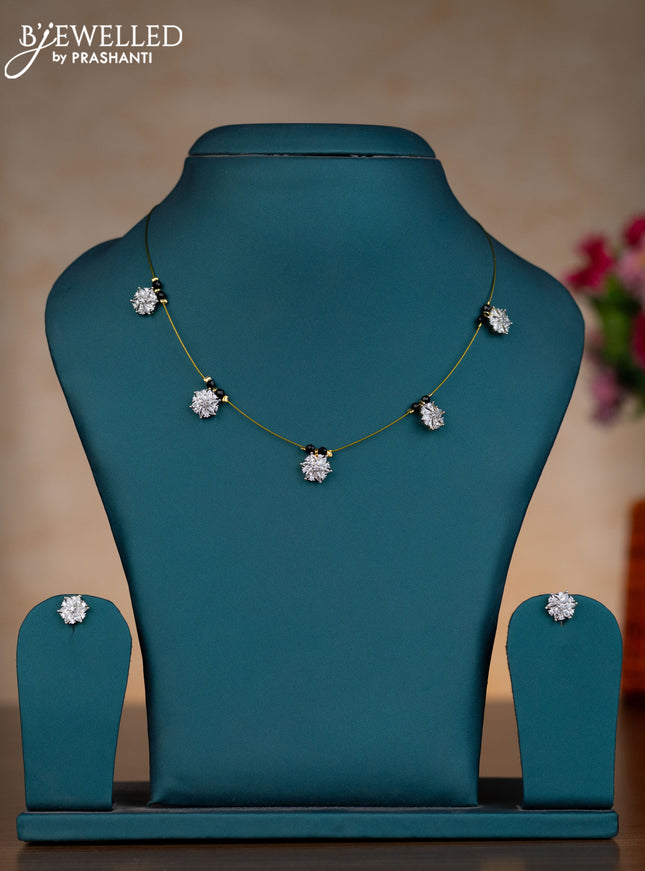 Invisible chain with cz stones in gold finish