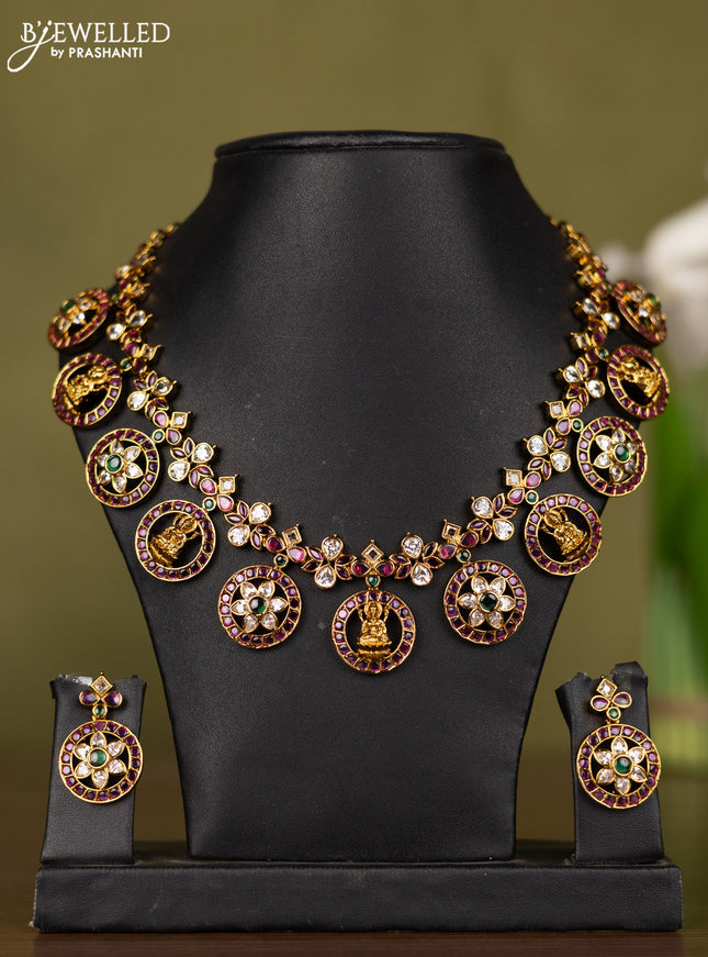 Antique bottumala necklace with kemp and kundan stones