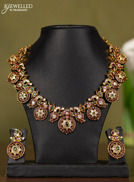 Antique bottumala necklace with kemp and kundan stones