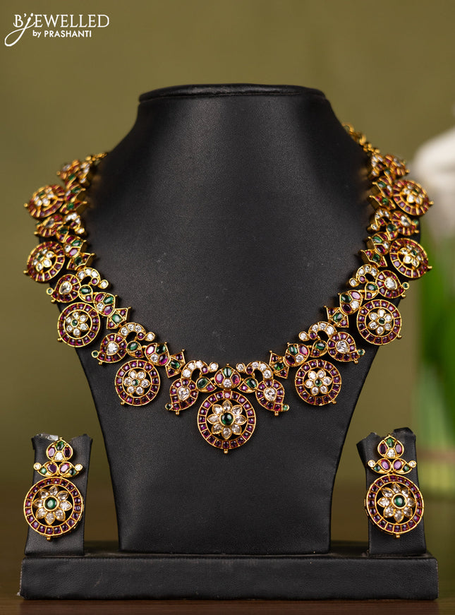 Antique bottumala necklace with kemp and kundan stones