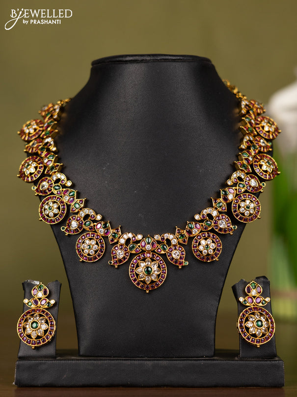Antique bottumala necklace with kemp and kundan stones