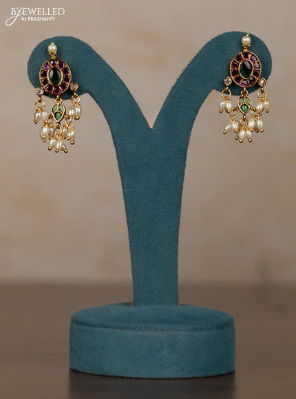 Antique guttapusalu necklace with kemp & cz stones and pearl hangings