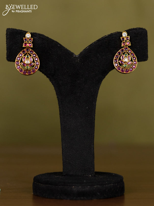 Antique necklace lakshmi design with kemp and kundan stones