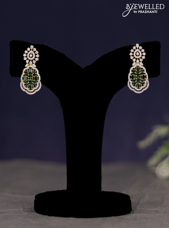 Zircon necklace with emerald and cz stones in gold finish