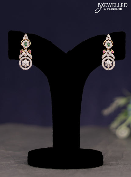 Zircon haaram peacock design with kemp and cz stones in gold finish