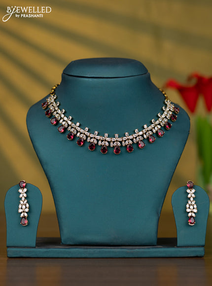 Necklace with ruby and cz stones in victorian finish