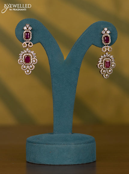 Necklace with ruby and cz stones in victorian finish