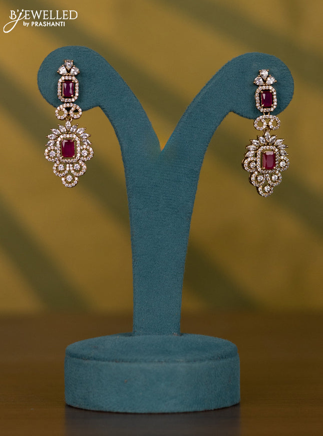 Necklace with ruby and cz stones in victorian finish