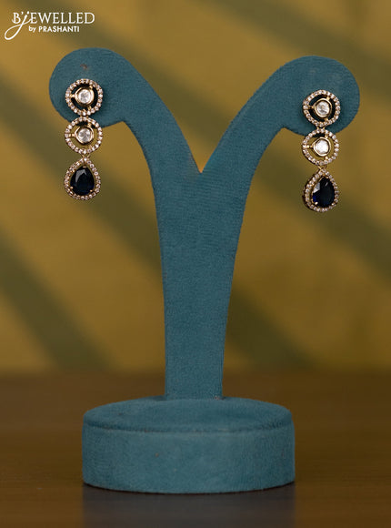 Necklace with sapphire & kundan and cz stones in victorian finish