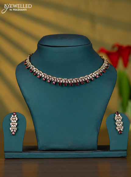 Necklace with ruby and cz stones in victorian finish