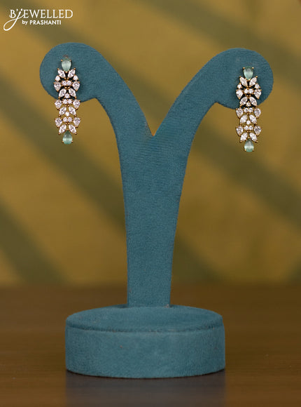 Necklace with mint green and cz stones and pearl in victorian finish
