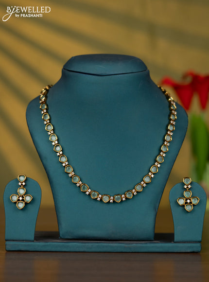 Necklace with mint green and cz stones in victorian finish