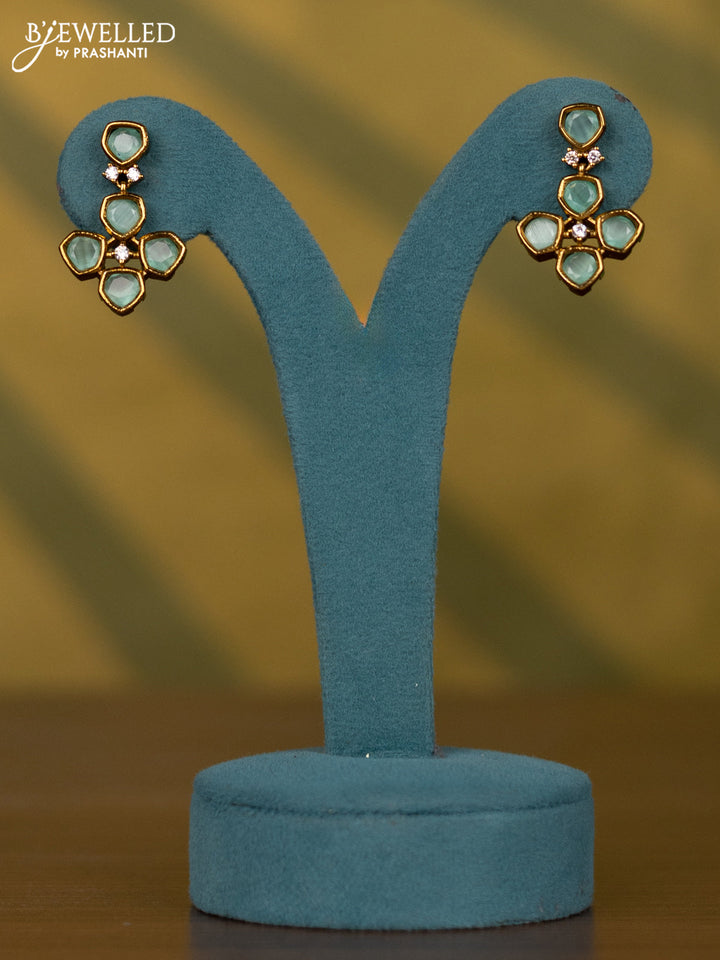 Necklace with mint green and cz stones in victorian finish