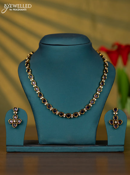 Necklace with purple and cz stones in victorian finish