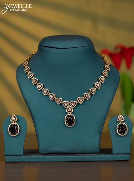 Necklace with purple and cz stones in victorian finish