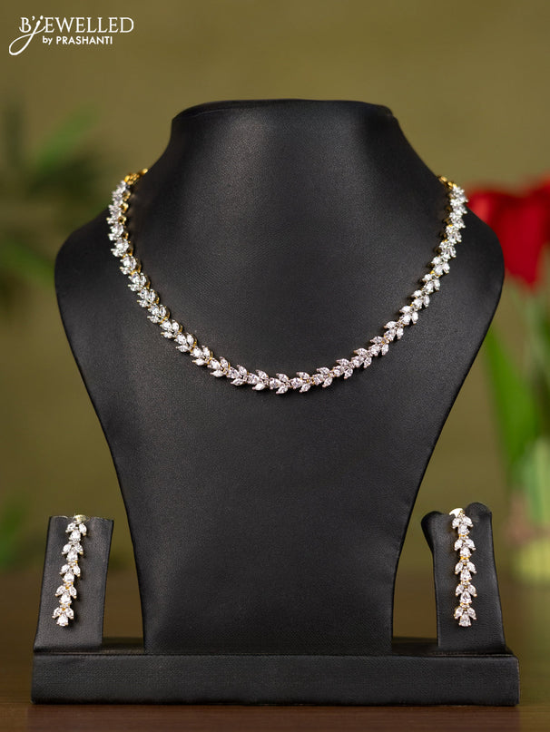 Zircon necklace with cz stones in gold finish
