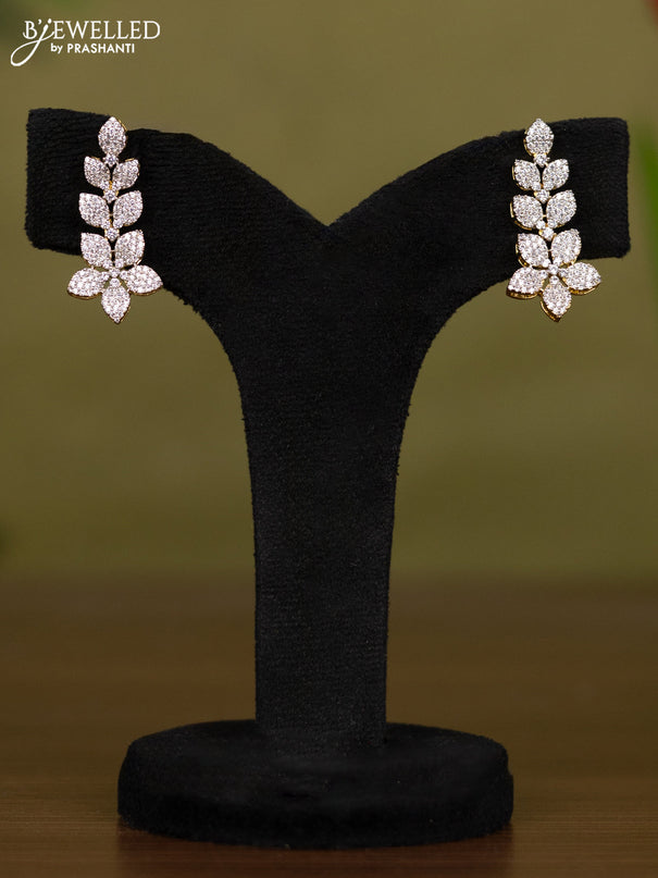 Zircon necklace floral design with cz stones in gold finish