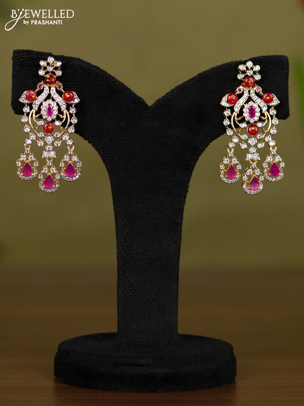 Zircon necklace with ruby and cz stones in gold finish