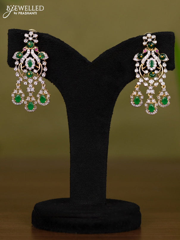 Zircon necklace with emerald and cz stones in gold finish
