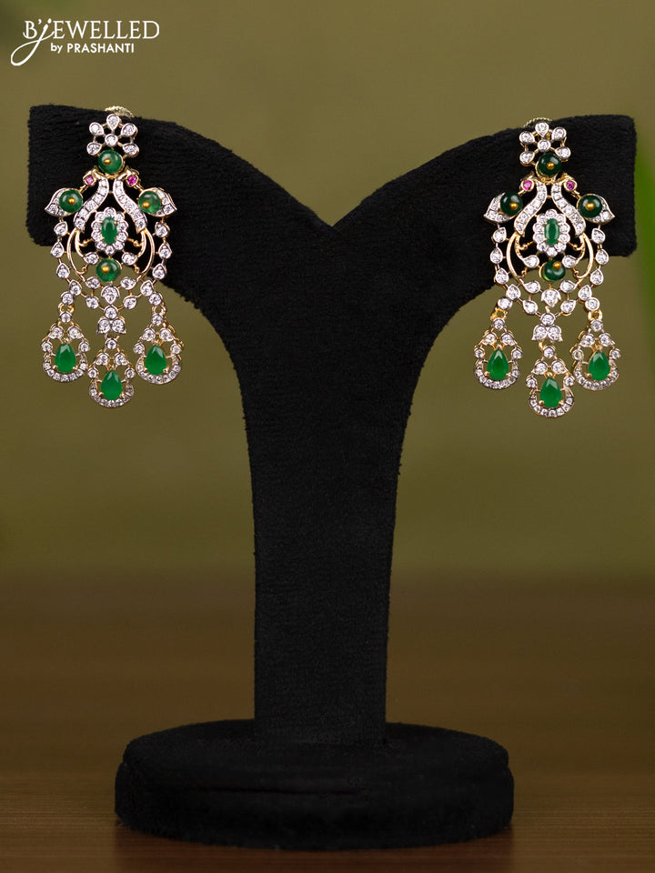 Zircon necklace with emerald and cz stones in gold finish