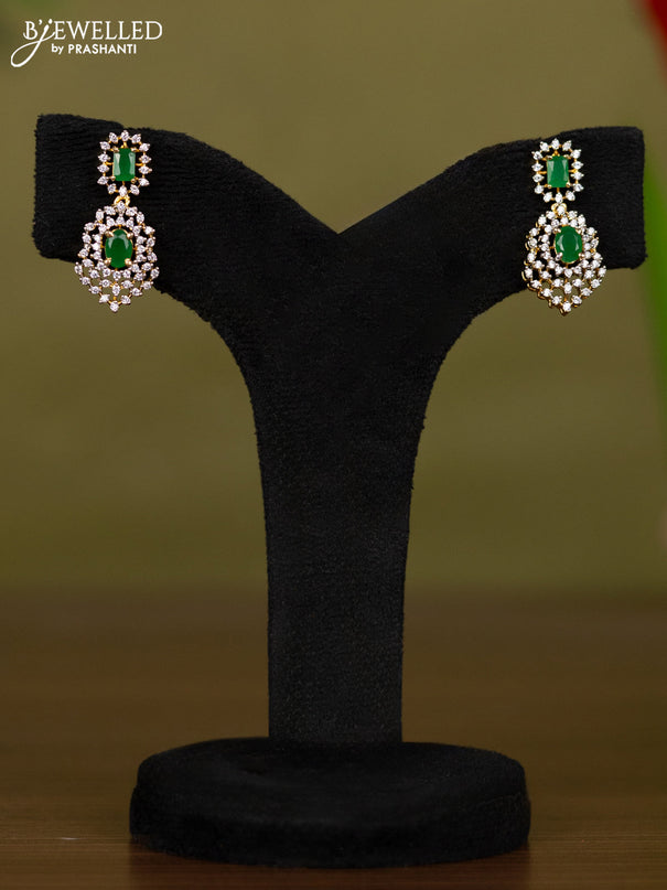 Zircon necklace with emerald and cz stones in gold finish