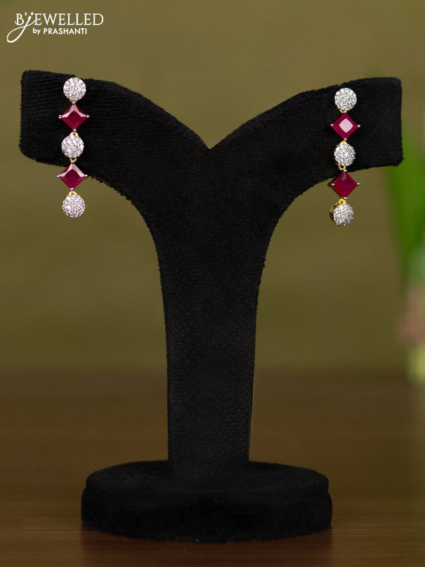 Zircon necklace with ruby and cz stones in gold finish