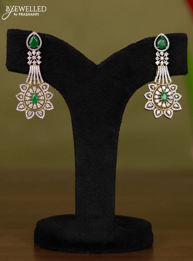 Zircon necklace with emerald and cz stones in gold finish