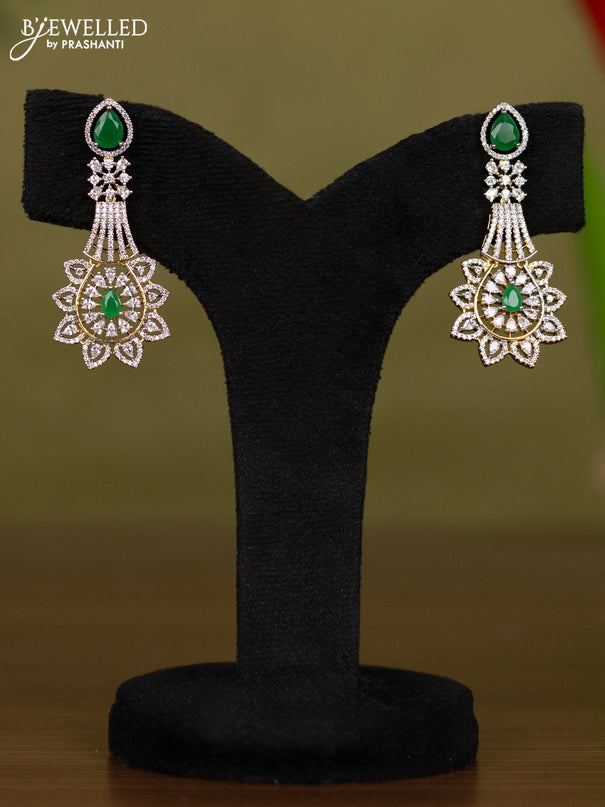 Zircon necklace with emerald and cz stones in gold finish