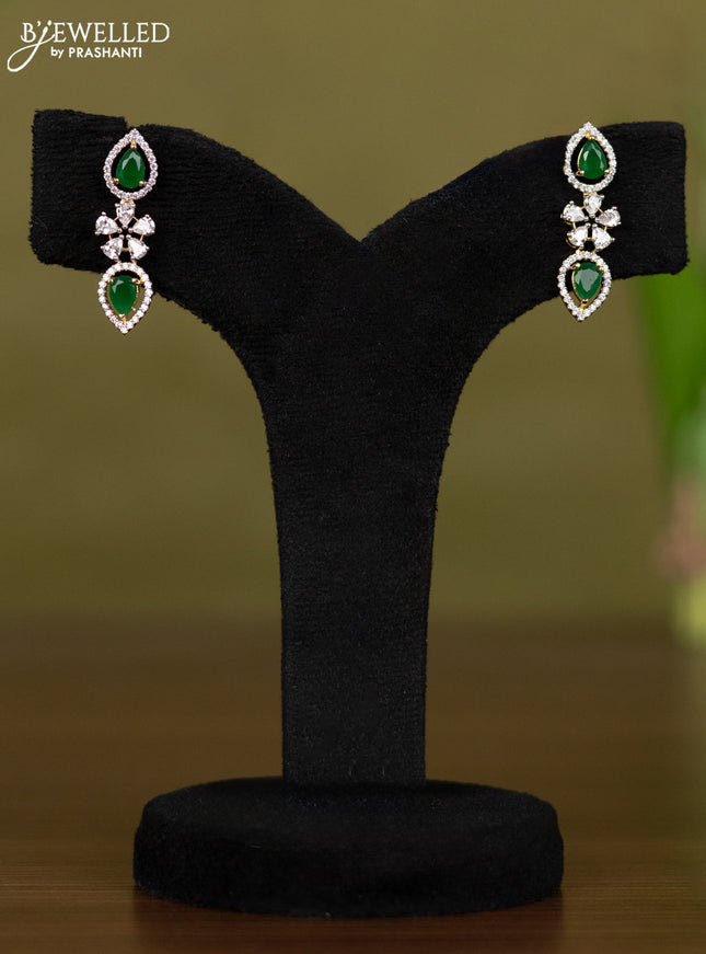Zircon necklace with emerald and cz stones in gold finish