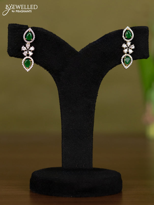Zircon necklace with emerald and cz stones in gold finish