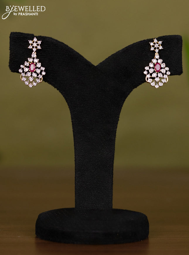 Zircon necklace with ruby and cz stones in gold finish