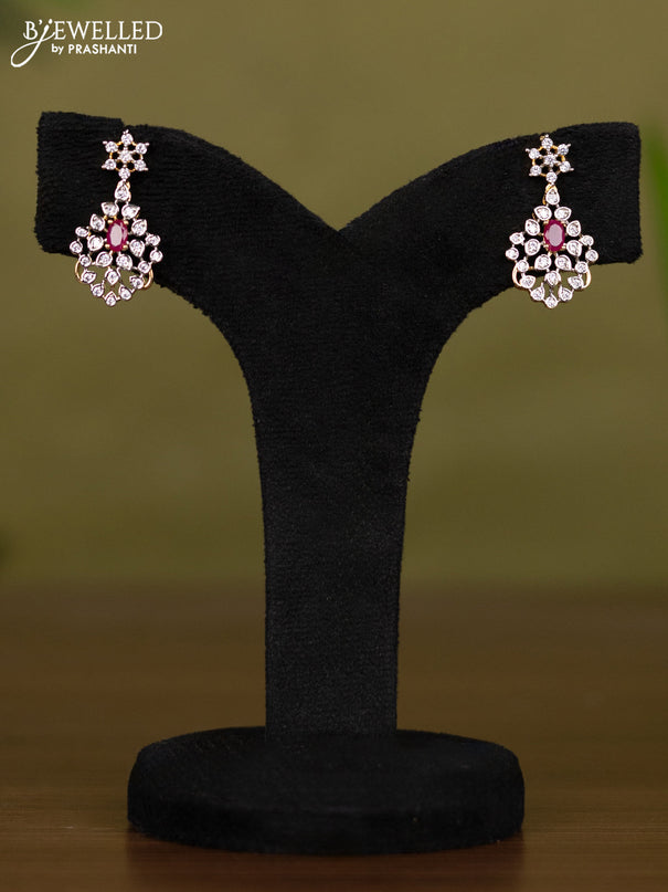 Zircon necklace with ruby and cz stones in gold finish