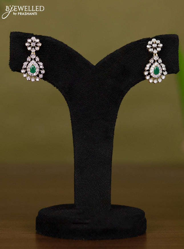 Zircon necklace with emerald and cz stones in gold finish