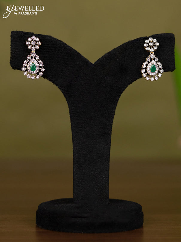 Zircon necklace with emerald and cz stones in gold finish