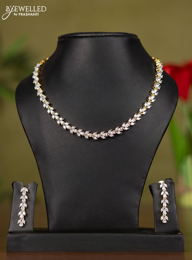 Zircon necklace with cz stones in gold finish
