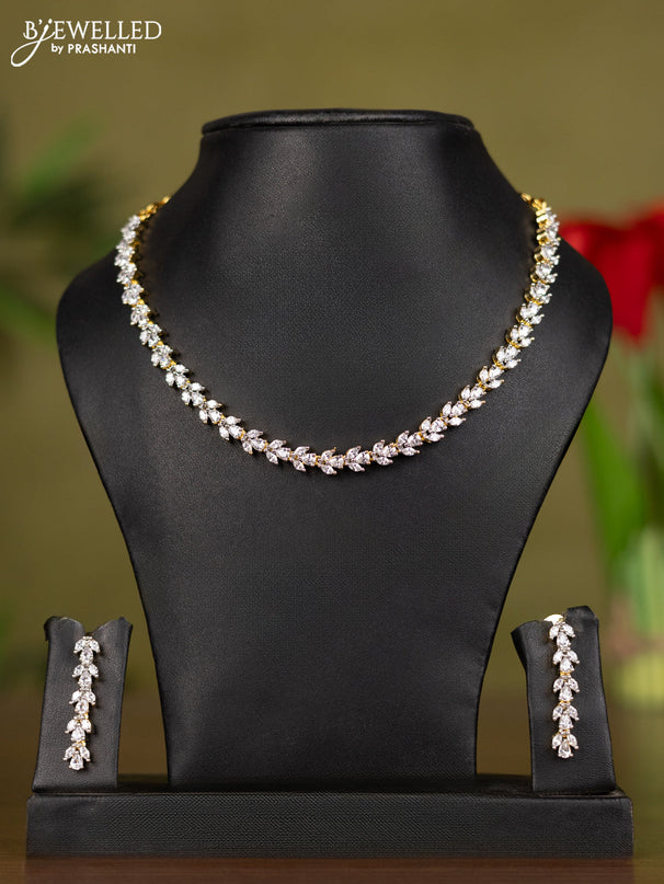 Zircon necklace with cz stones in gold finish