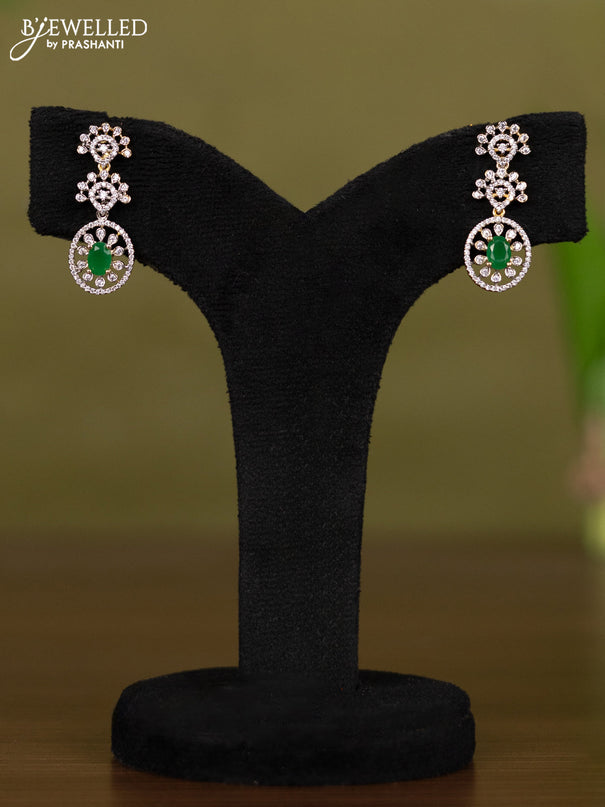 Zircon necklace with emerald & cz stones and pearl hanging in gold finish