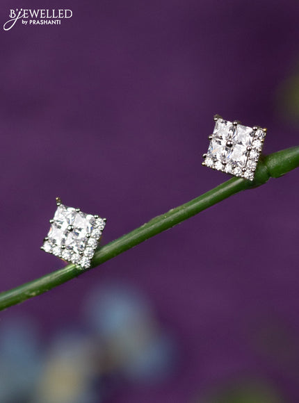 Zircon earrings with cz stones in gold finish