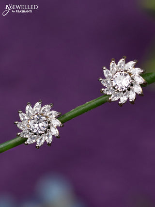 Zircon earrings with cz stones in gold finish