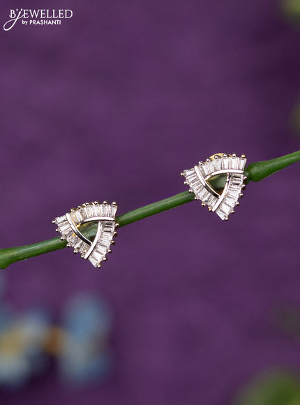 Zircon earrings geometric design with cz stones in gold finish