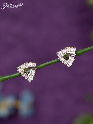 Zircon earrings geometric design with cz stones in gold finish