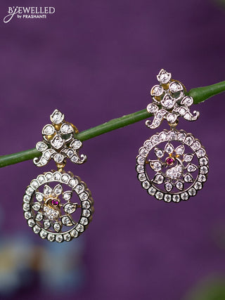 Zircon earrings with cz stones in gold finish