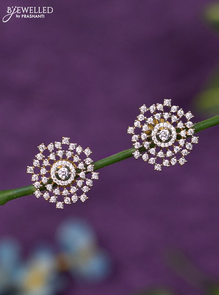 Zircon earrings with cz stones in gold finish