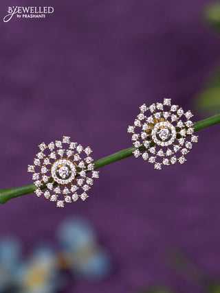 Zircon earrings with cz stones in gold finish