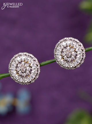 Zircon earrings with cz stones in gold finish