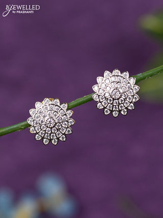 Zircon earrings with cz stones in gold finish