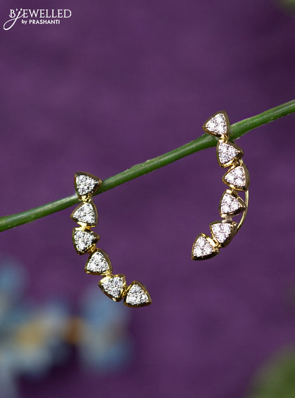 Zircon earcuff earrings with cz stones in gold finish